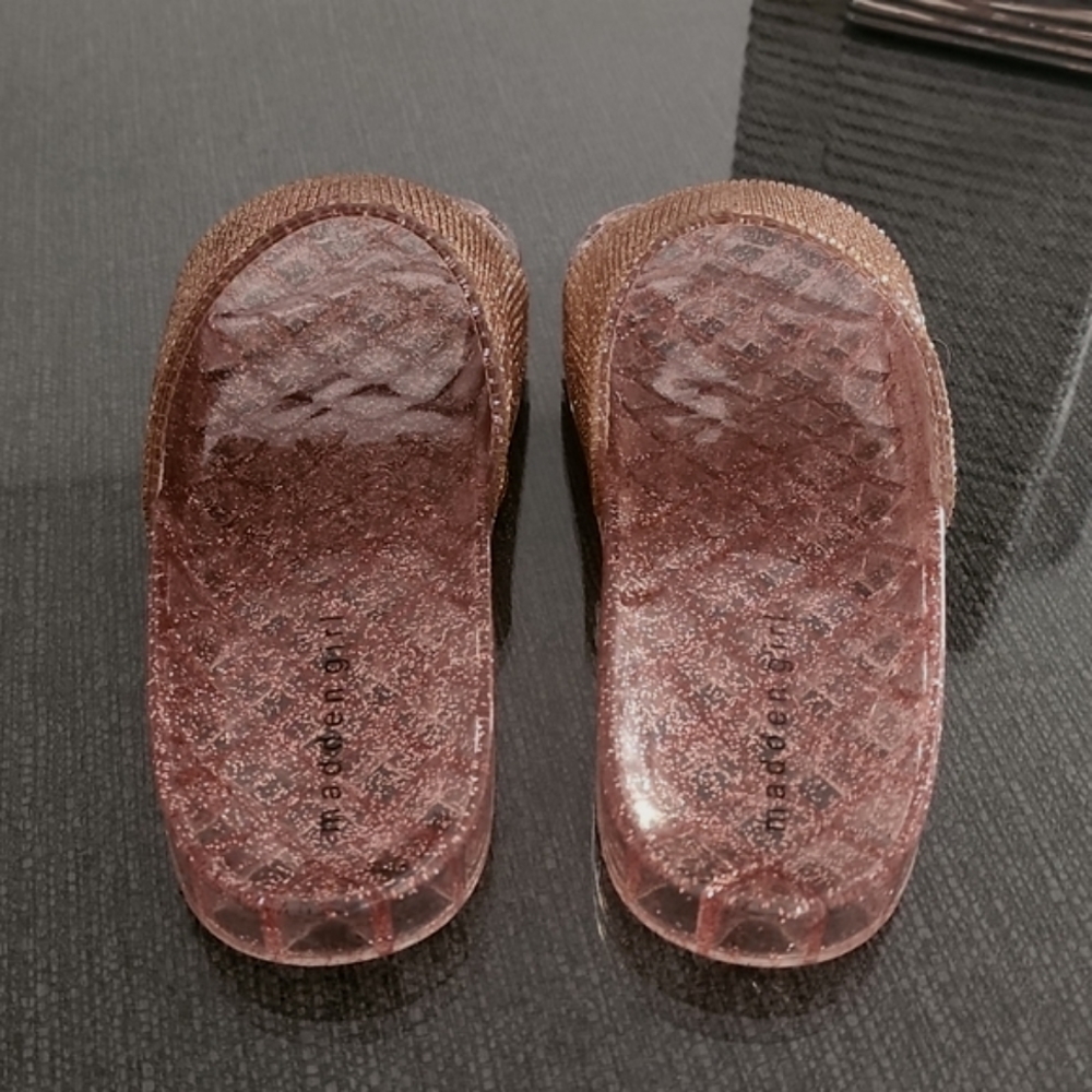 Madden Girl Jello Blush Bronze Glitter Stones Bling Jelly Slides Sandals 7 9 - Picture 12 of 16